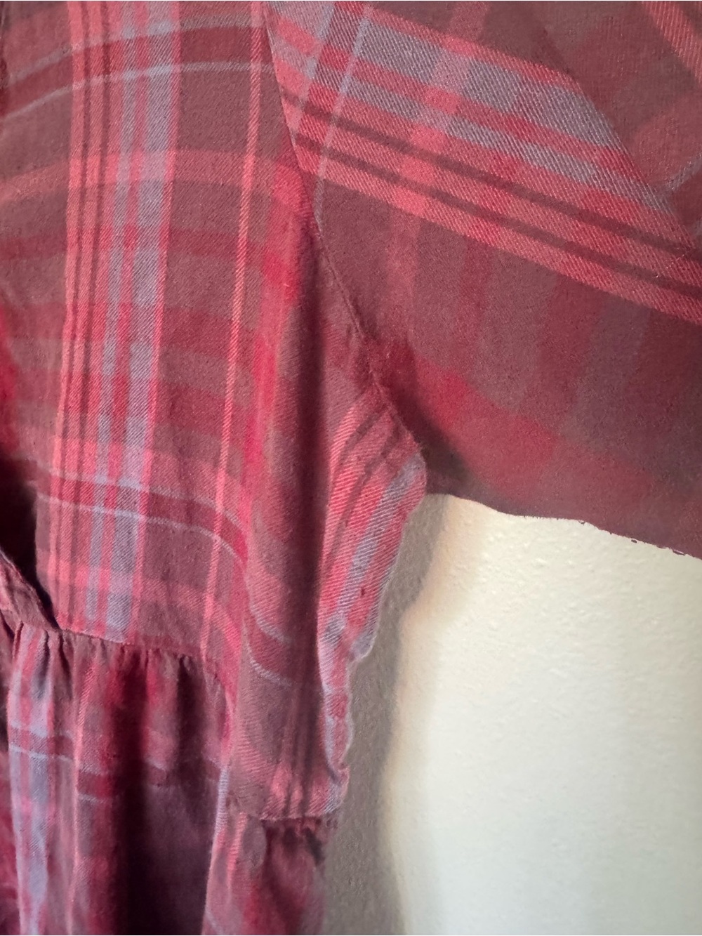 Pact Fireside Flannel Crossover Dress Red XXL Plus Midi Organic Cotton - Picture 11 of 13